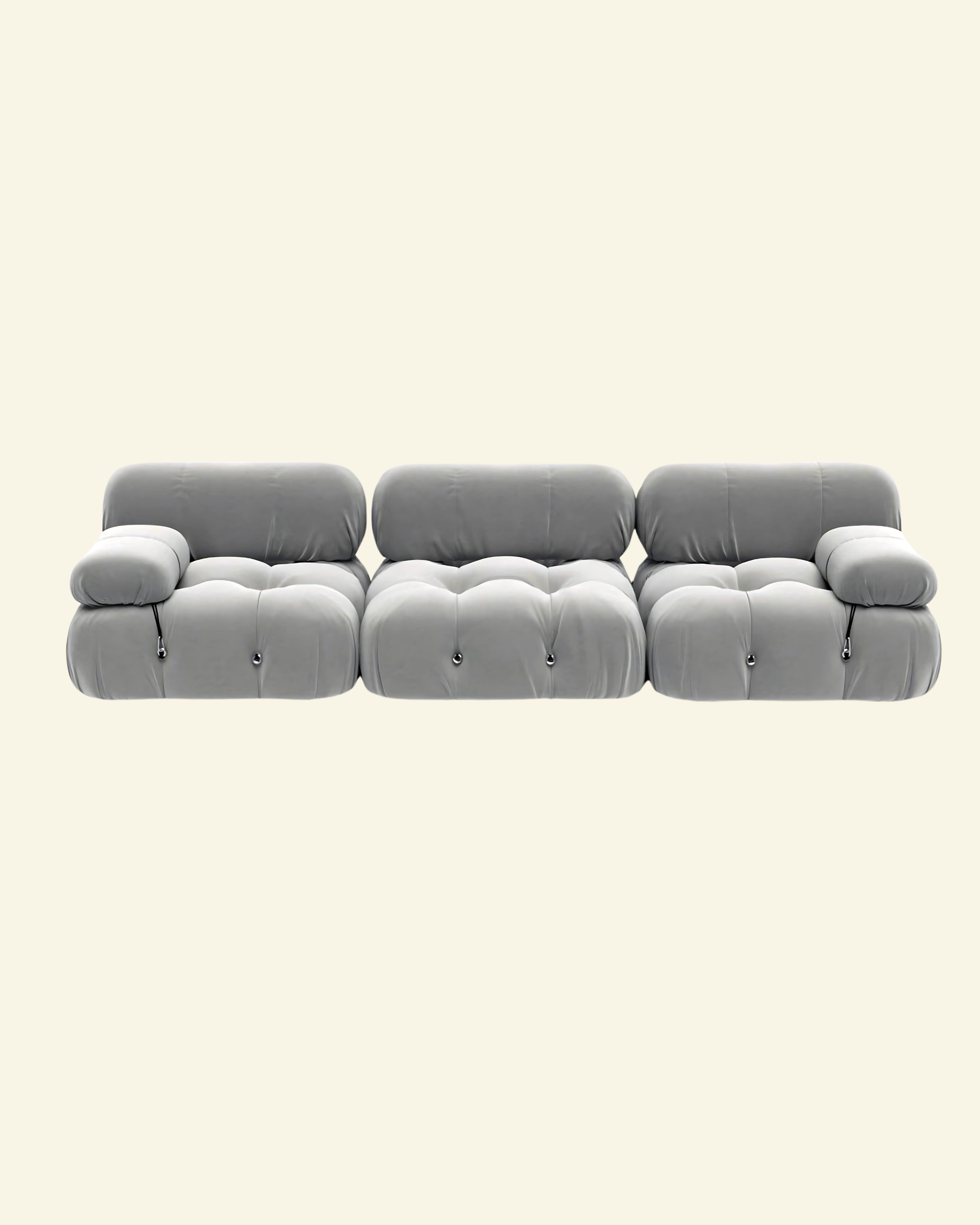 Bellini Camaleonda inspired modular sofa replica with soft velvet finish in grey