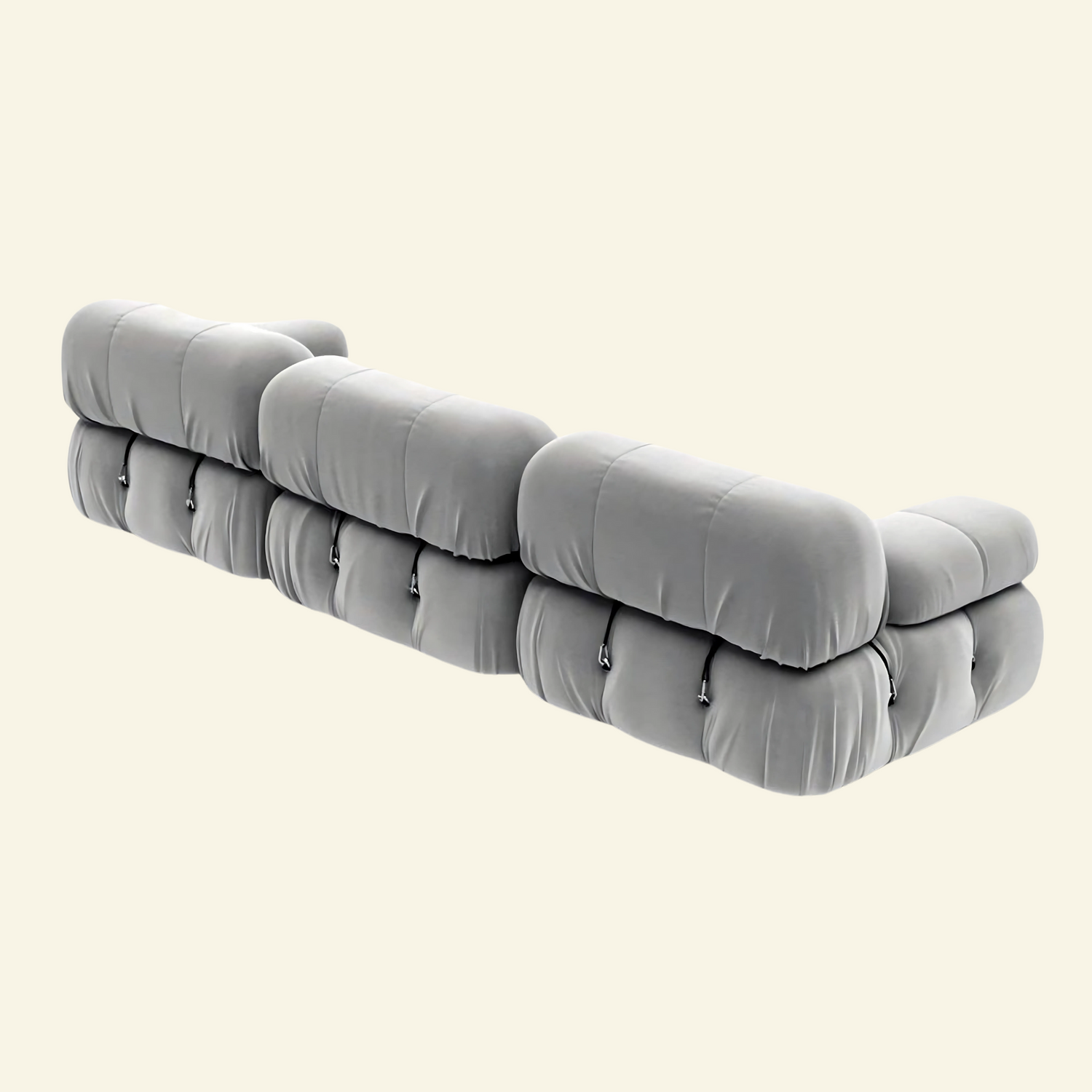 Camaleonda 3-seater sofa replica in tufted velvet grey modular design