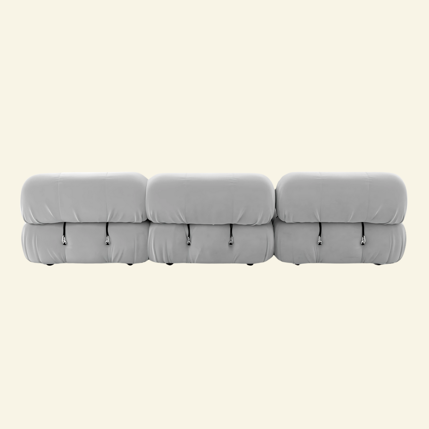 Modular Camaleonda-style grey sofa set with three seats and deep tufting
