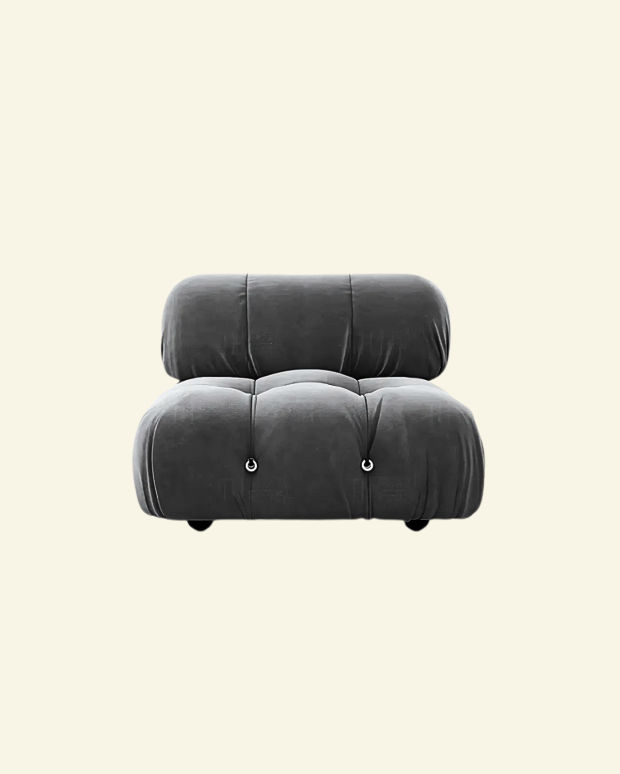 Camaleonda armless sofa module replica with plush cushions and 70s modular design, inspired by Mario Bellini’s iconic sectional couch.