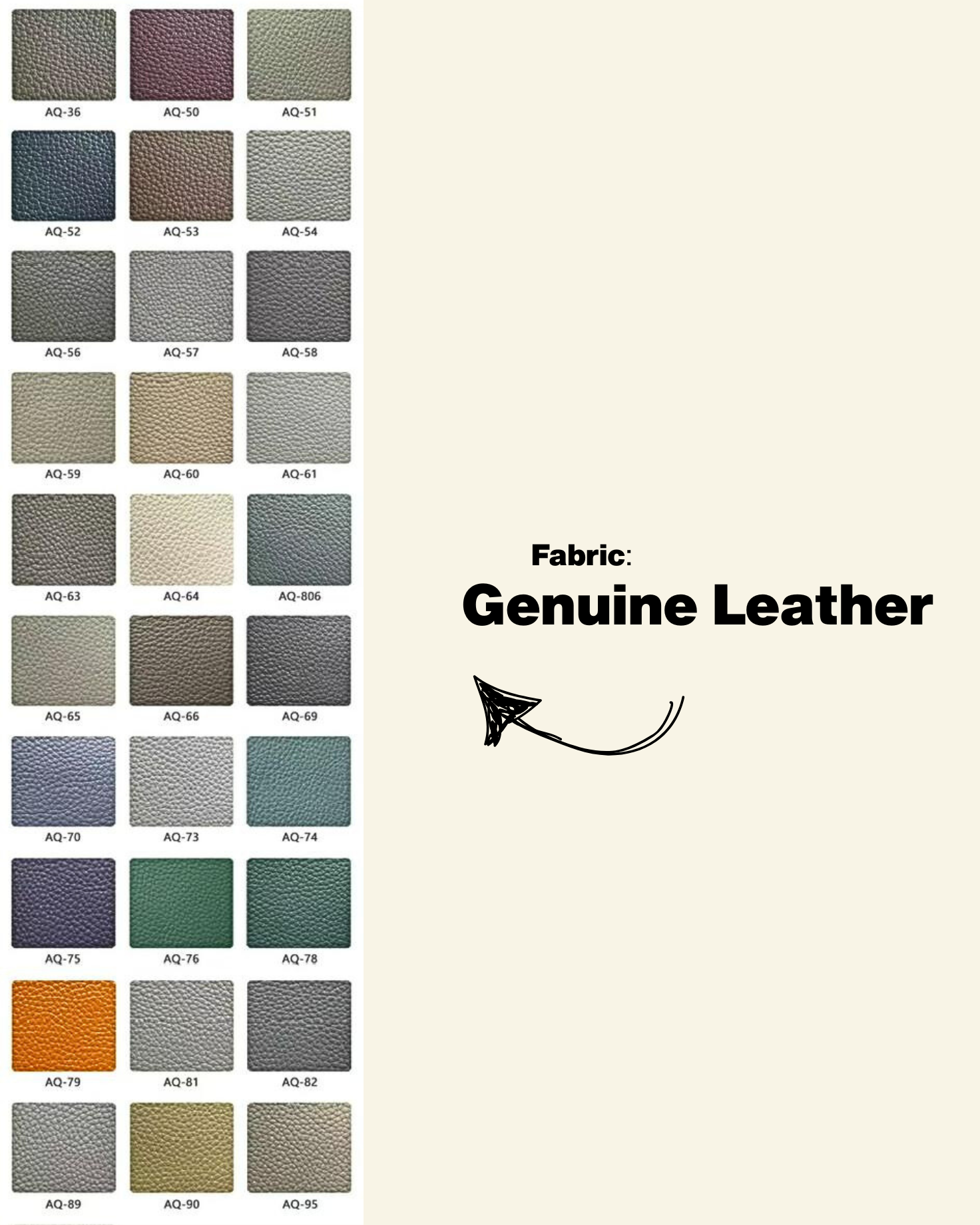Color swatch chart with &