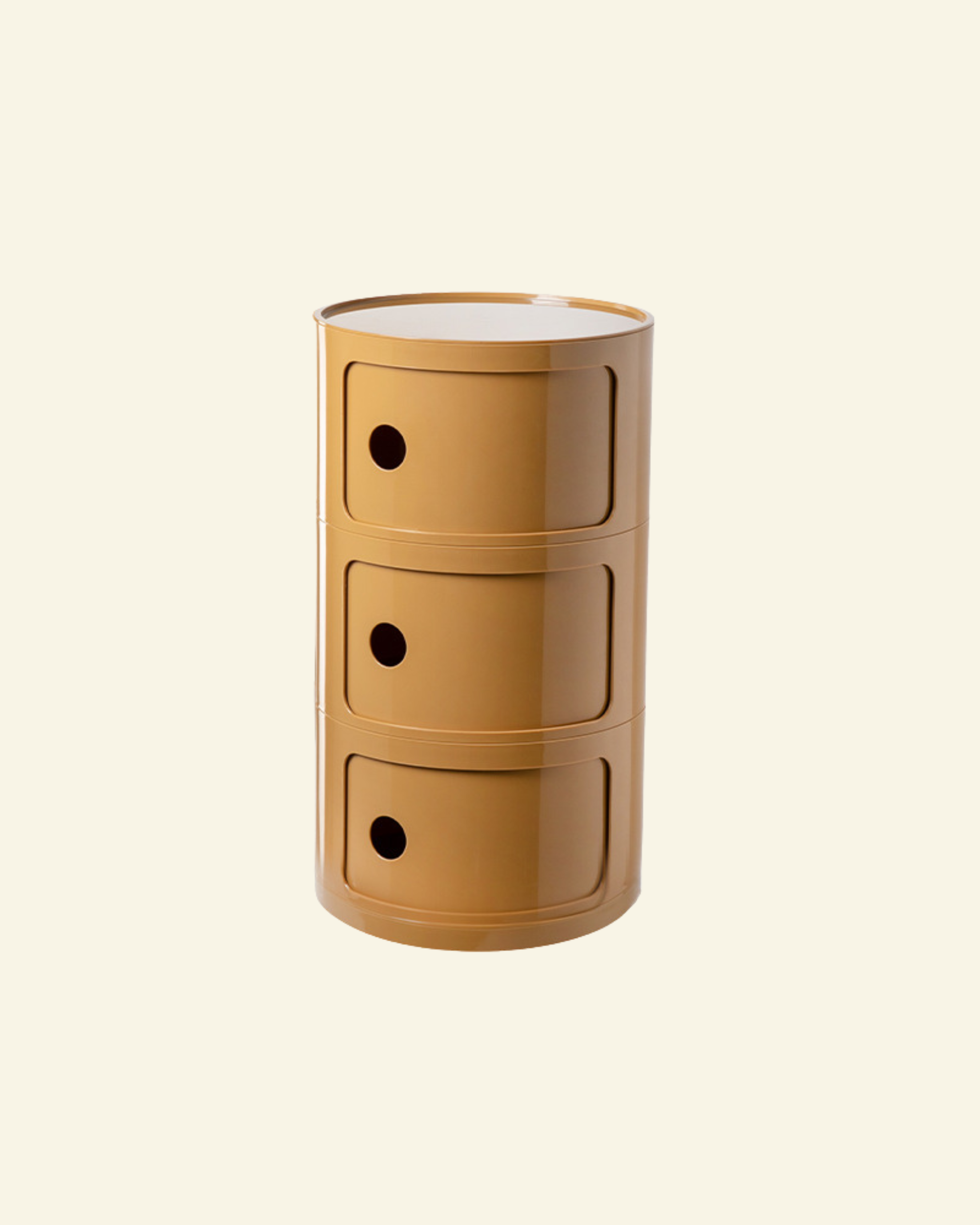 Componibili Storage Unit (Replica) in yellow with three tiers on a beige background