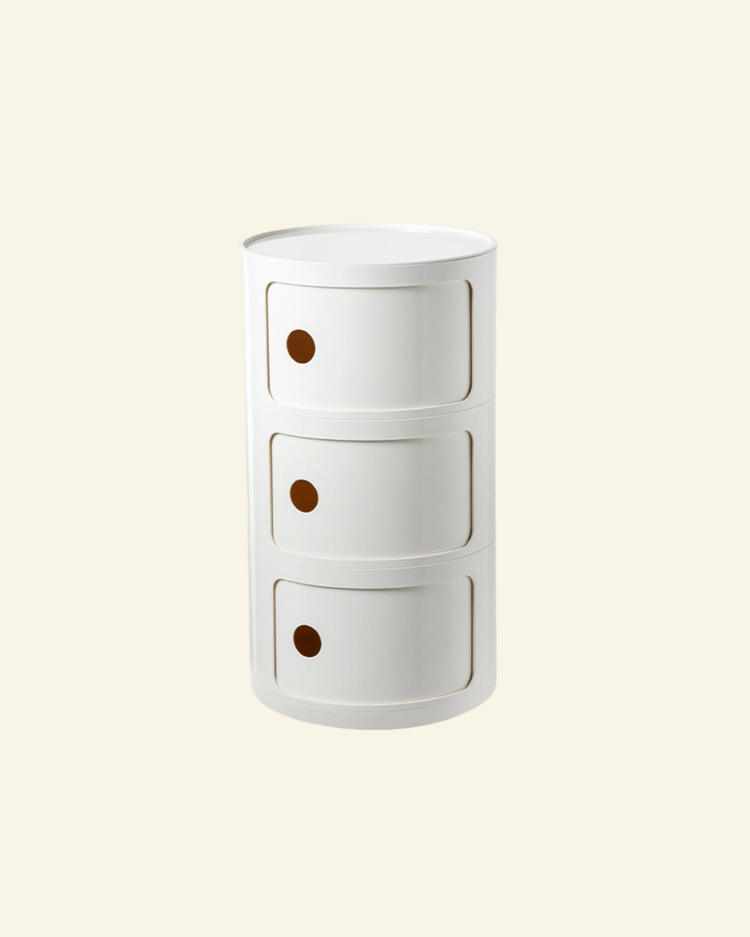 Componibili Storage Unit (Replica) in white with three tiers on a beige background