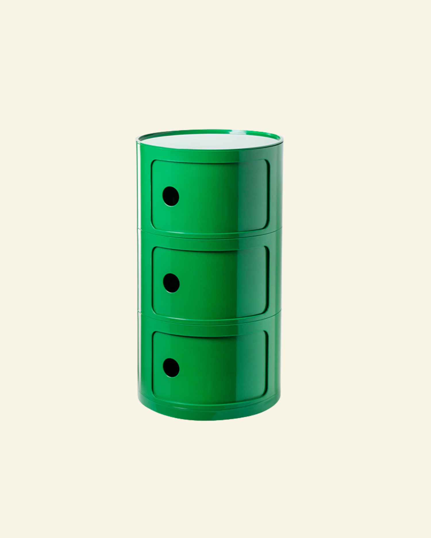 Componibili Storage Unit (Replica) in green with three tiers on a beige background