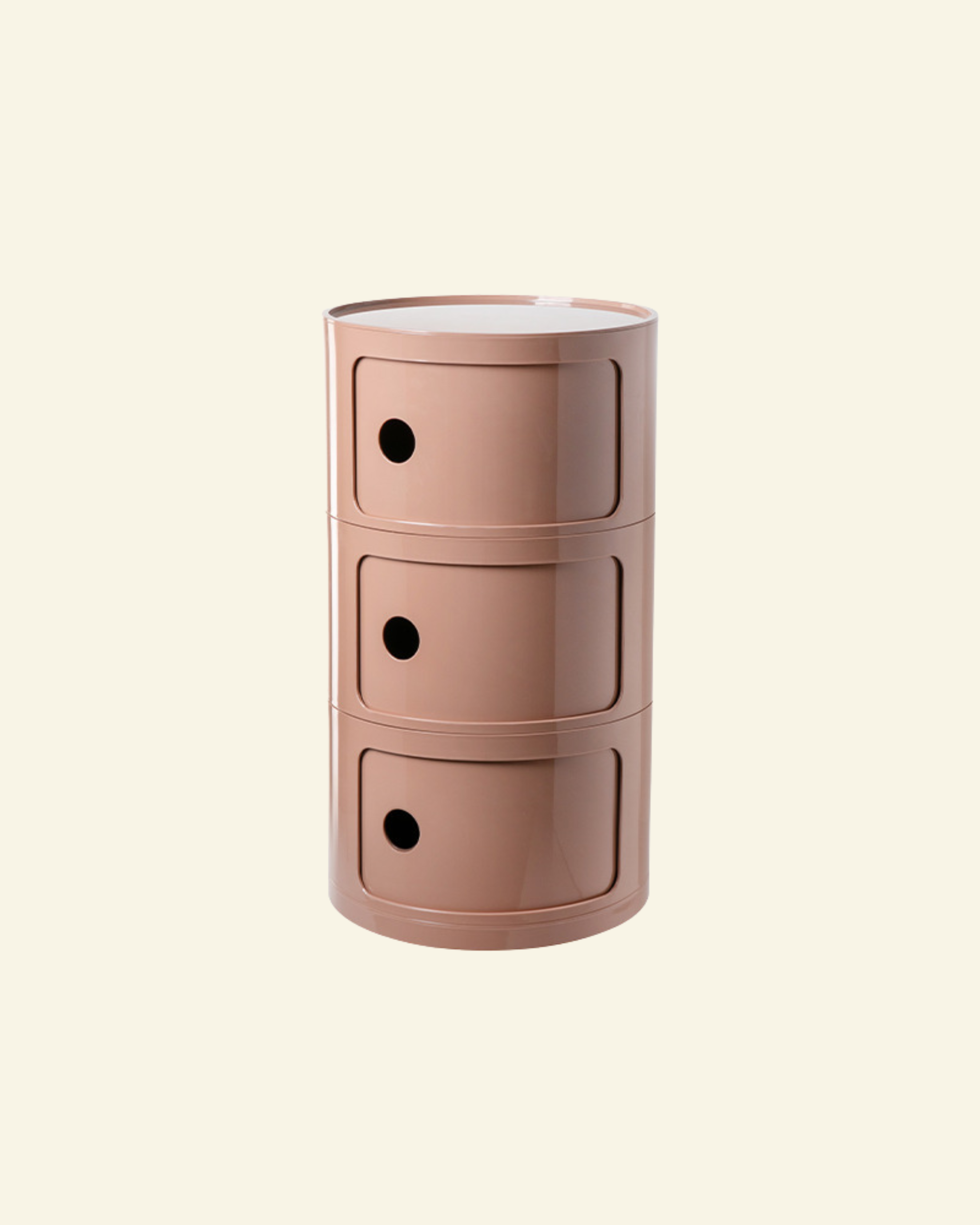 Componibili Storage Unit (Replica) in brown with three tiers on a beige background