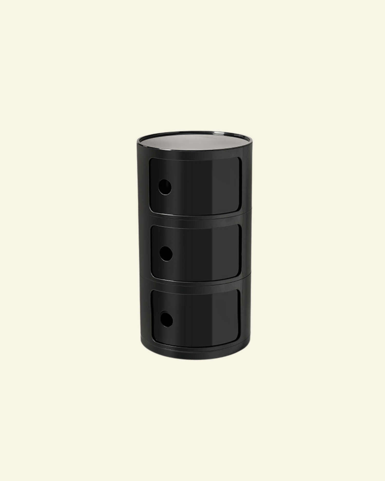 Componibili Storage Unit (Replica) in black with three tiers on a beige background