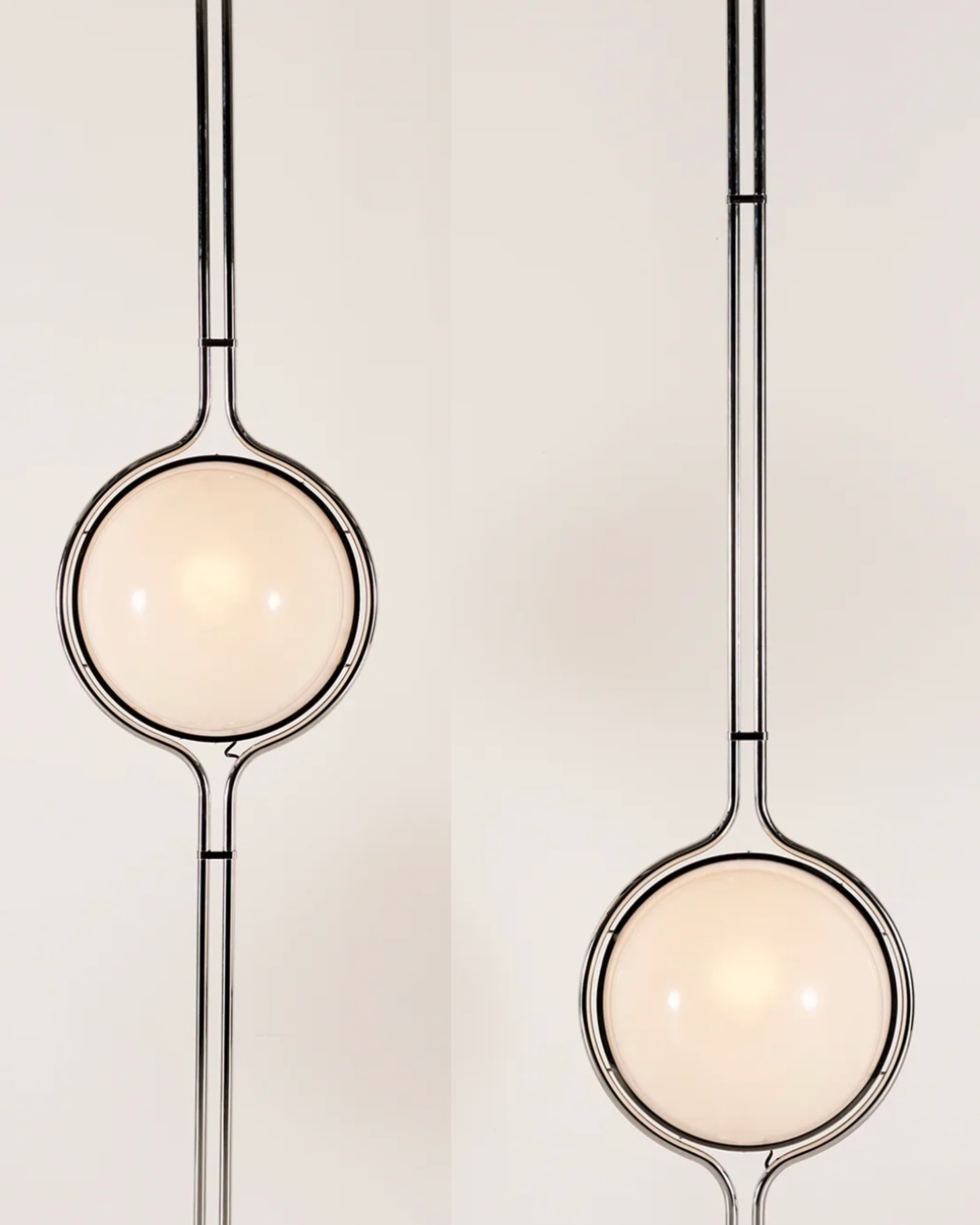 Floor to Ceiling Ball Globe Lamp Retro Lamp by vibehaus with two round glass shades on a neutral background