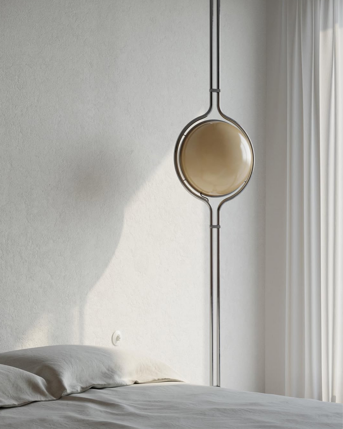 Floor to Ceiling Ball Globe Lamp retro in a modern room by vibehaus