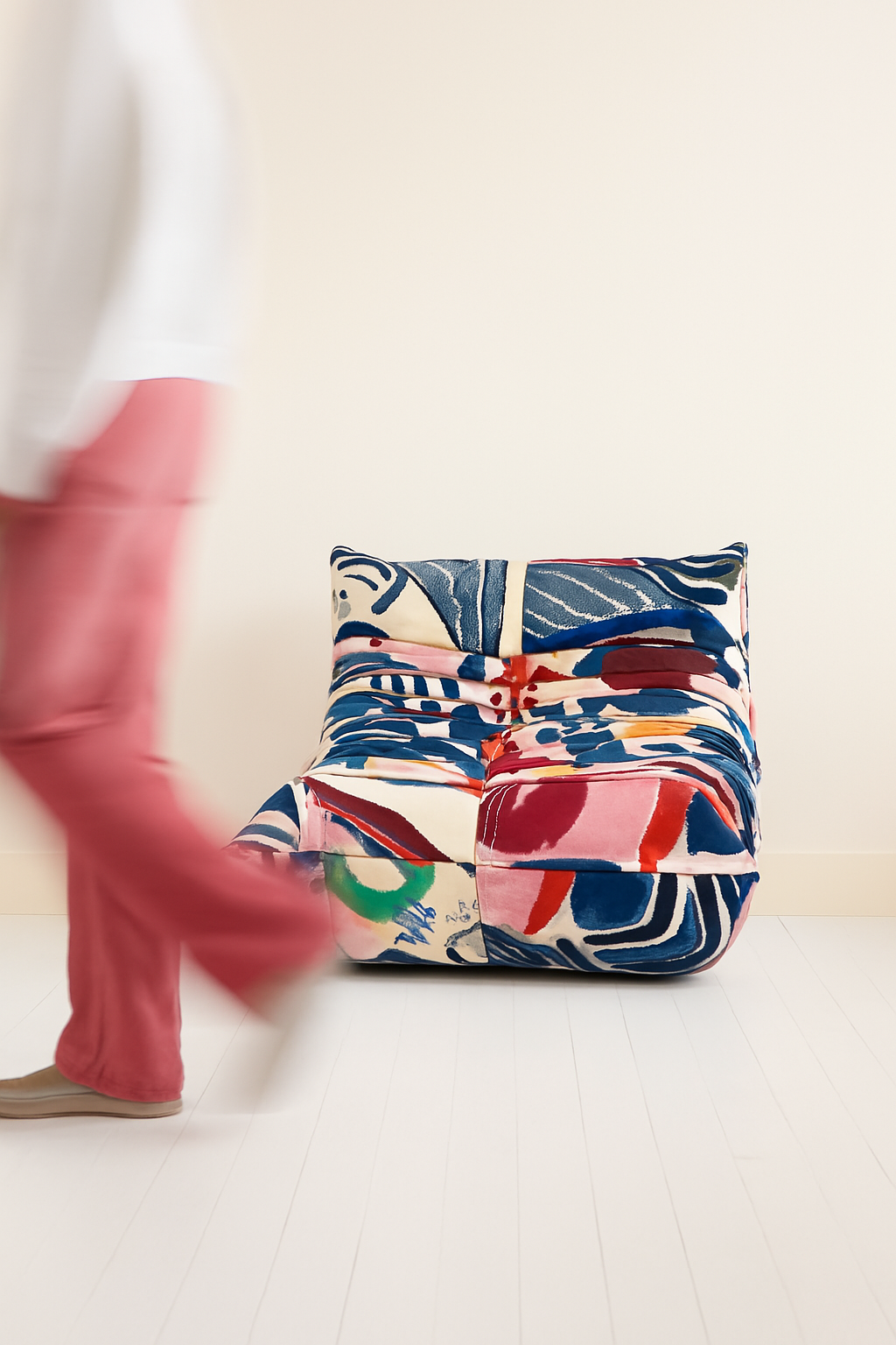 The Graffiti togo sofa lounge chair, inspired by the 50th anniversary design of ligne roset, shot in a studio setting, perfect for modern artful homes