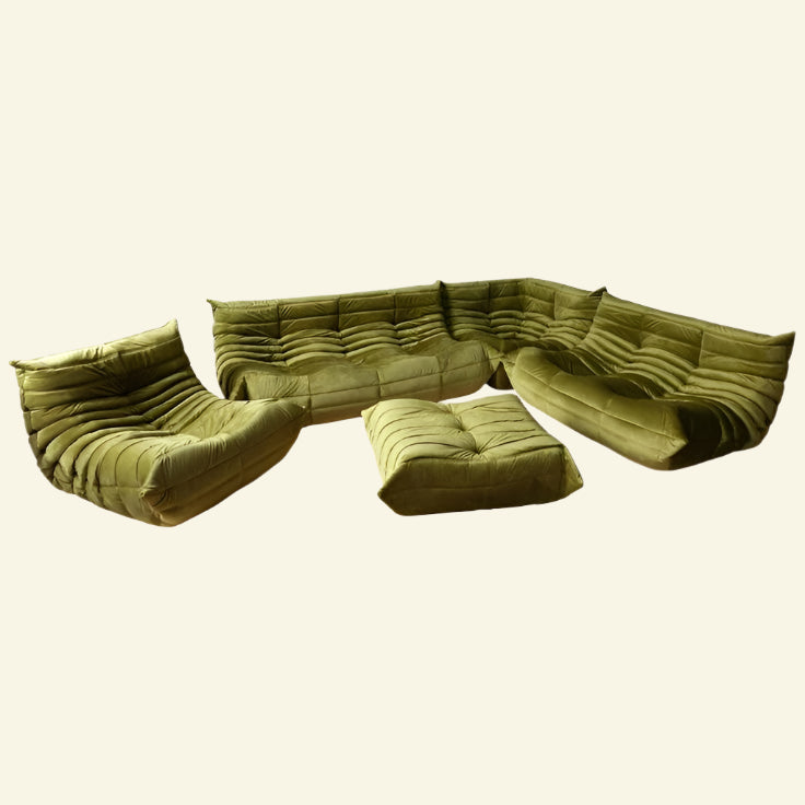 Modular Togo Sofa Replica with Footrest in Green - Vibehaus