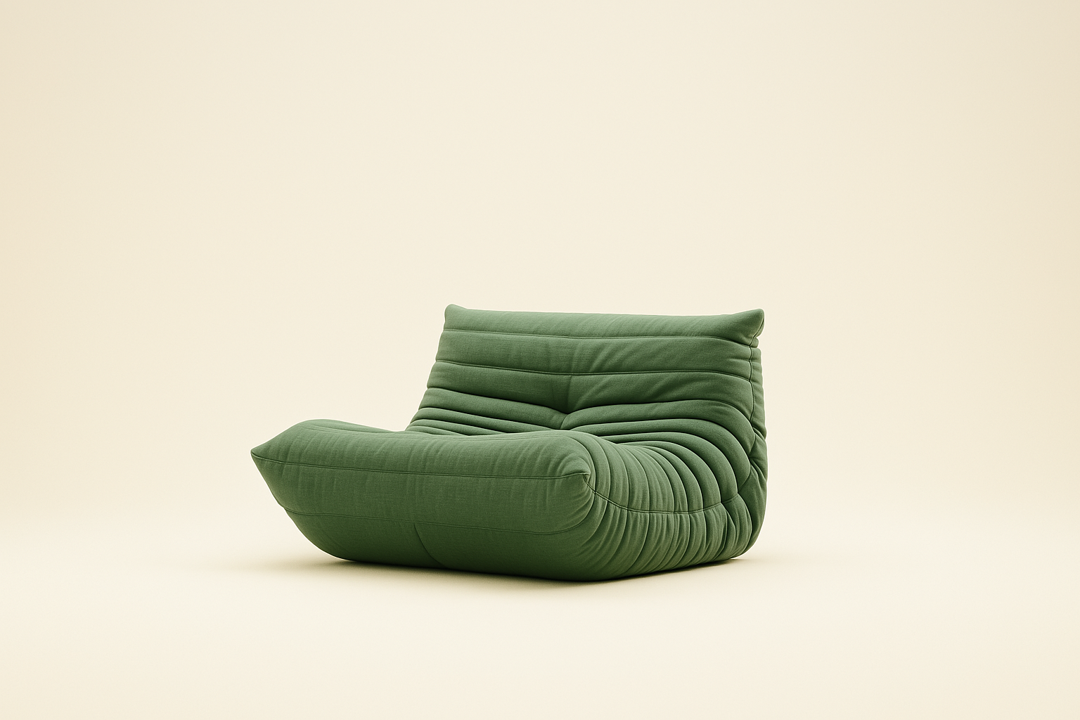 Green velvet Togo-style sofa - Vibehaus