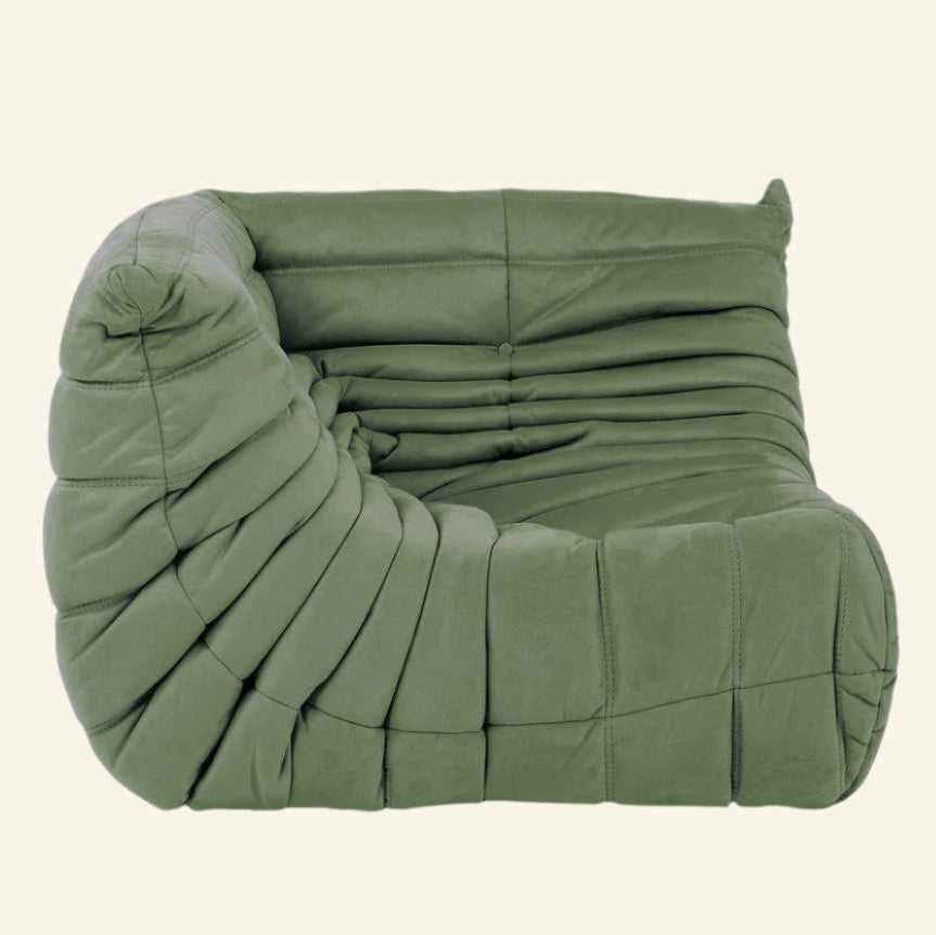 Ultra-comfortable Togo-inspired chair with soft suede-like velvet – bold yet soothing furniture for creative homes