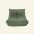 Replica of the green velvet Togo-chair by michael ducaroy–  low, frameless design with plush channel tufting