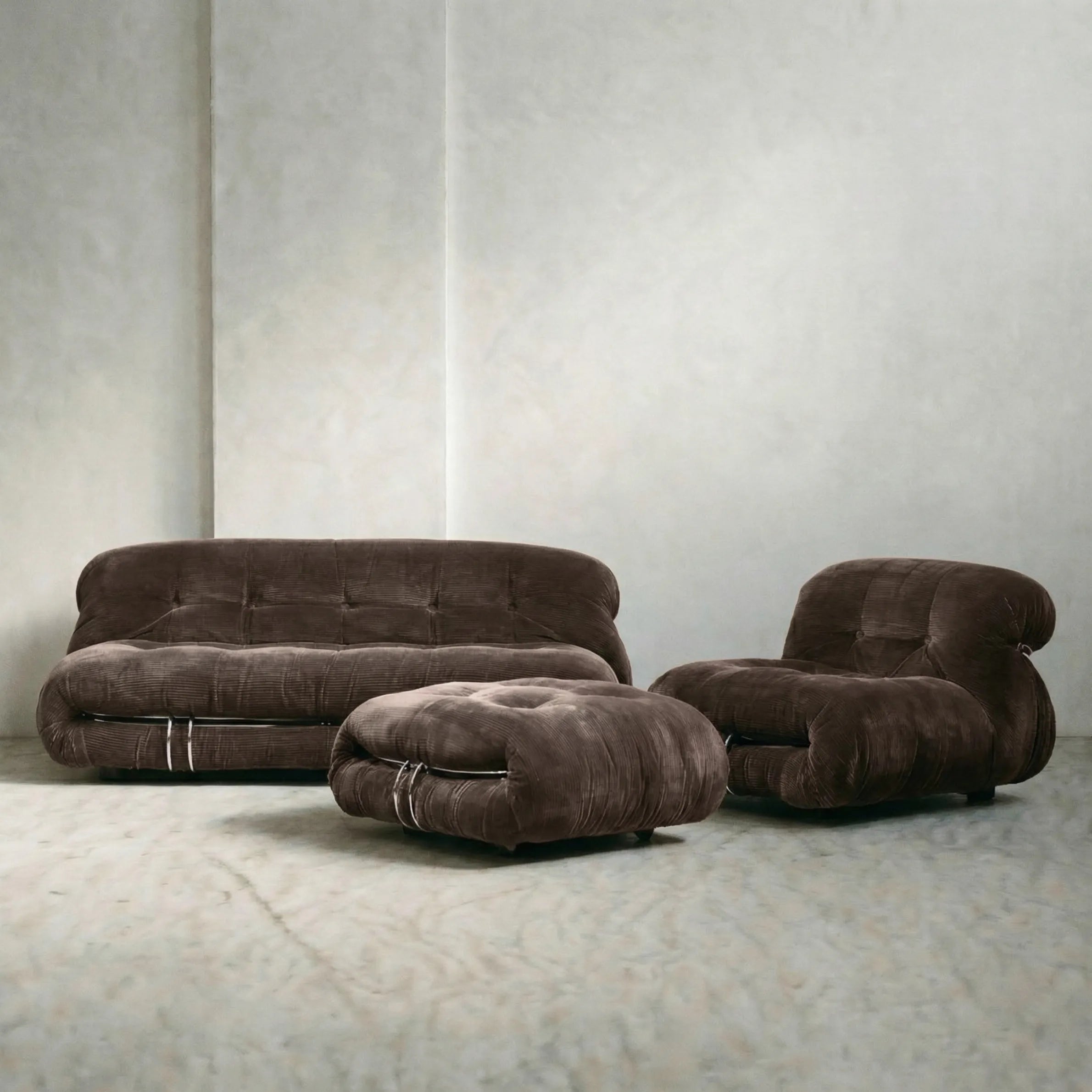 soriana sofa 2-seater dupe in chestnut corduroy side view in studio