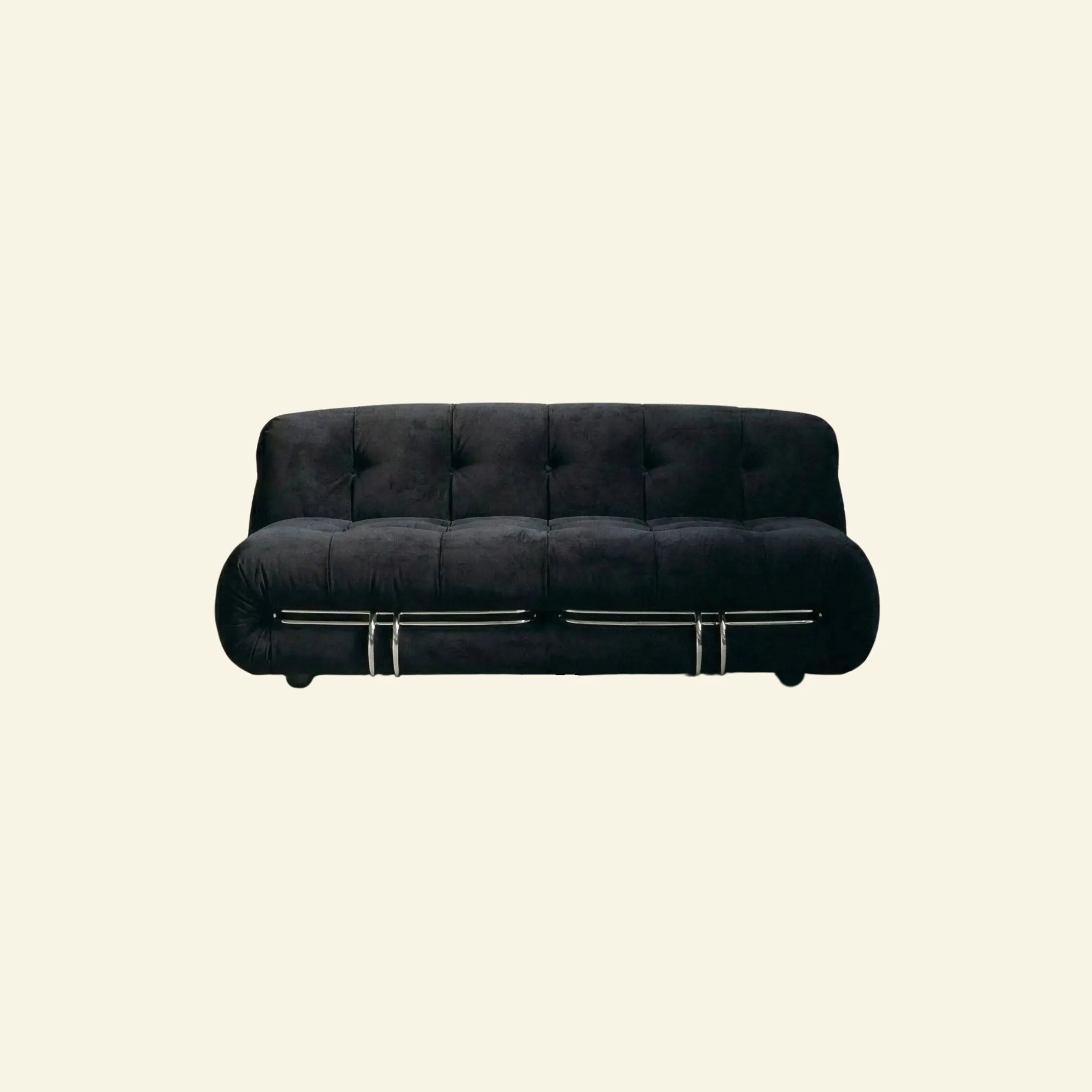 soriana sofa 2-seater dupe in black flannel on beige studio background