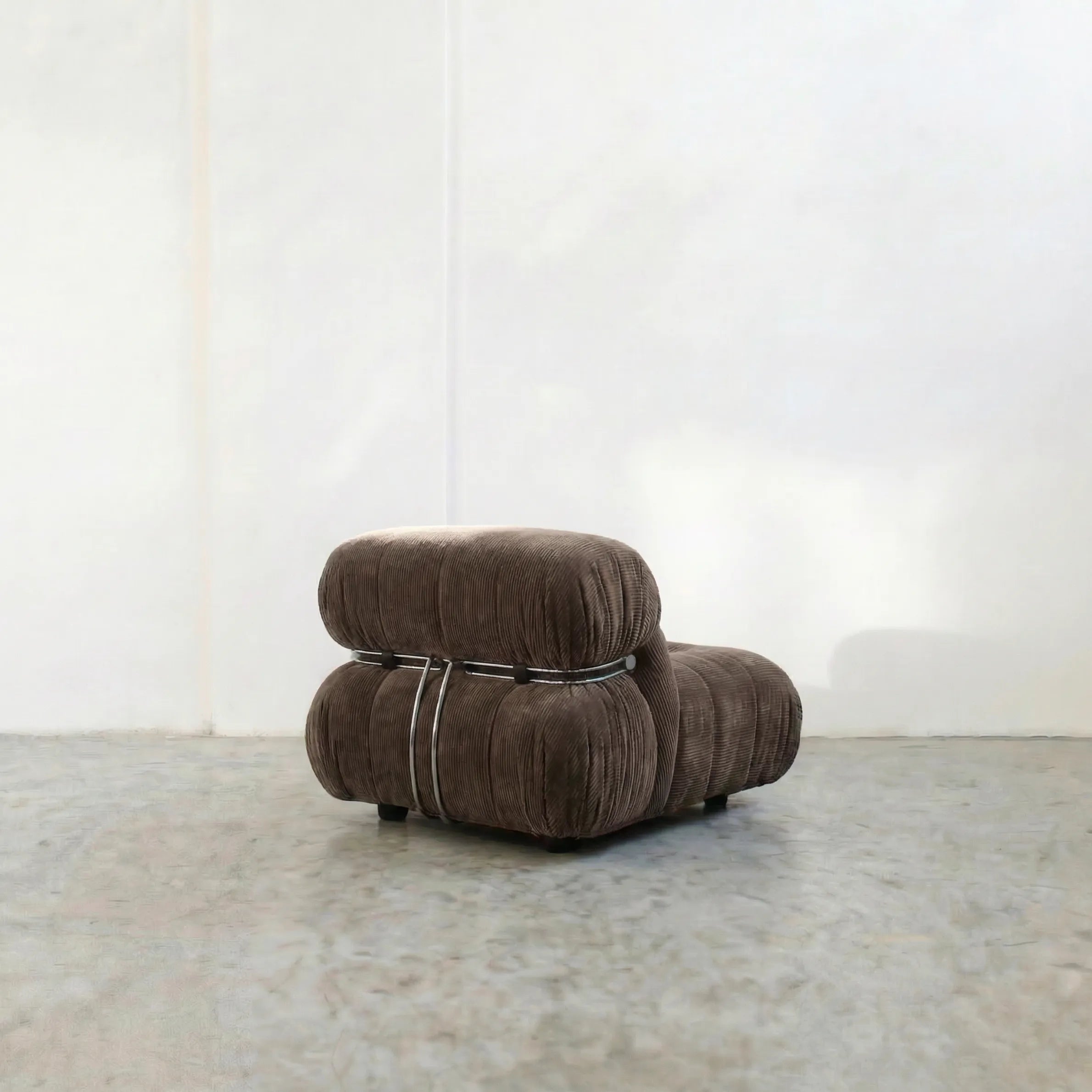 soriana chair dupe in chestnut corduroy close-up of textured upholstery