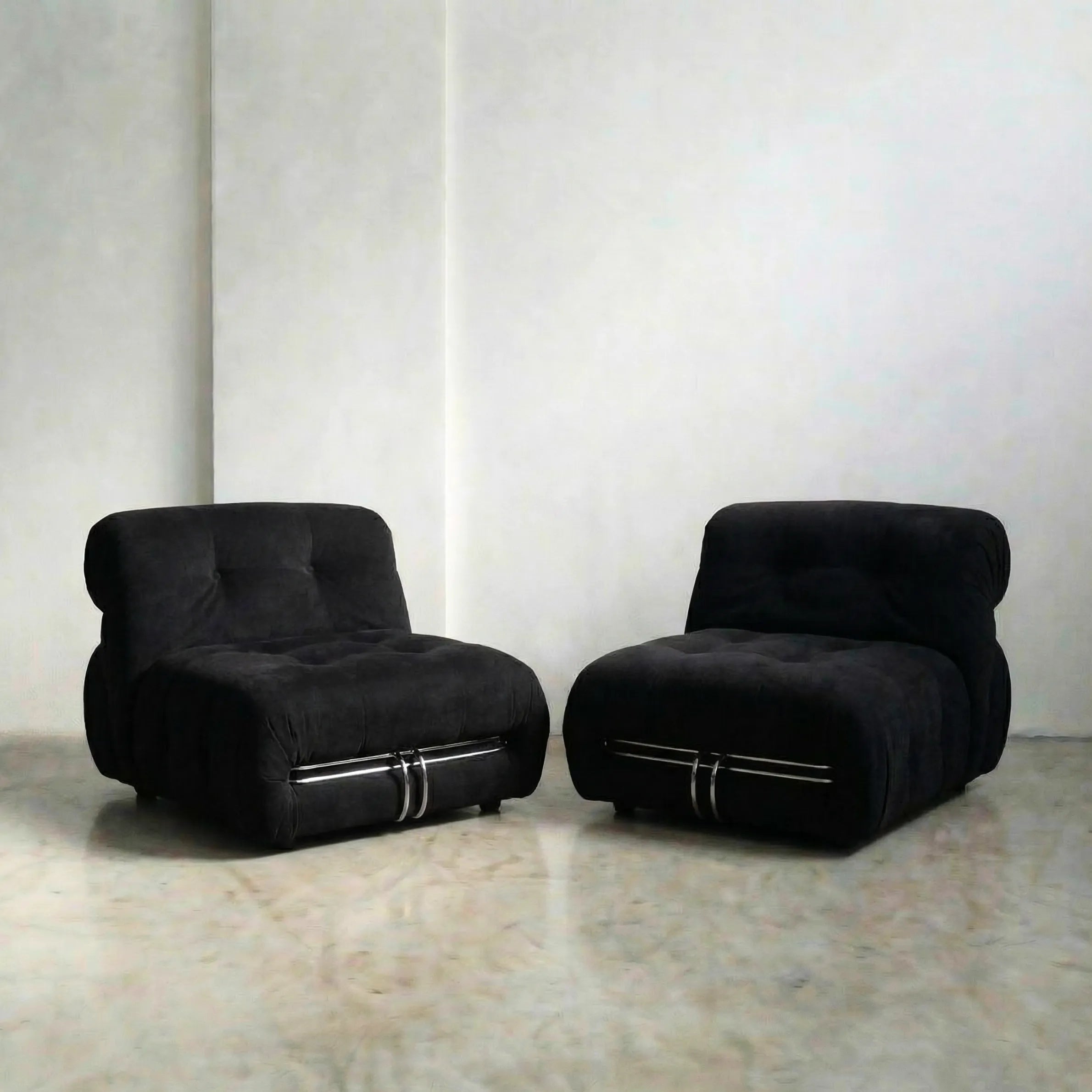 soriana chair dupe in black flannel close-up of textured upholstery