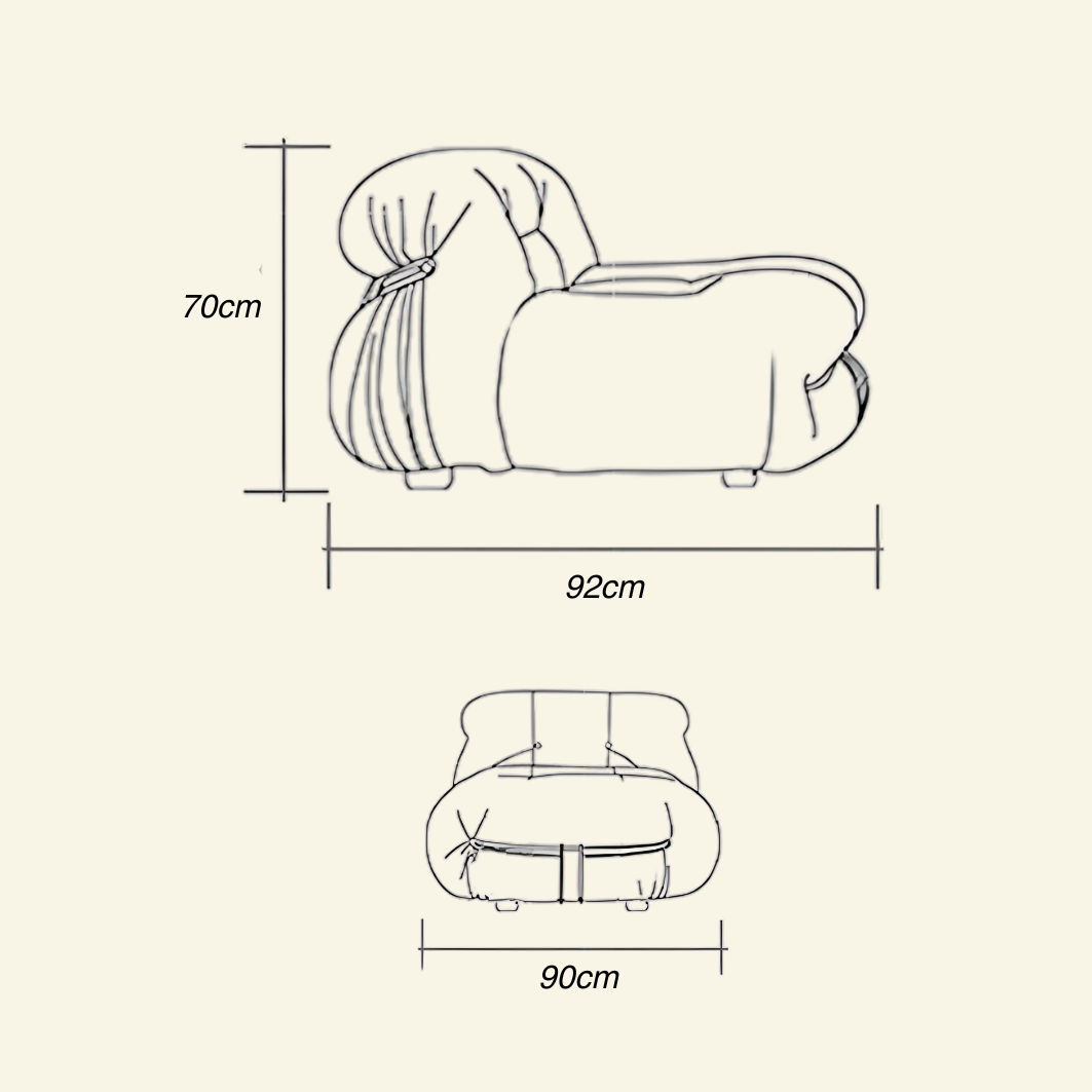 Reimagined Soriana chair replica measurements and size