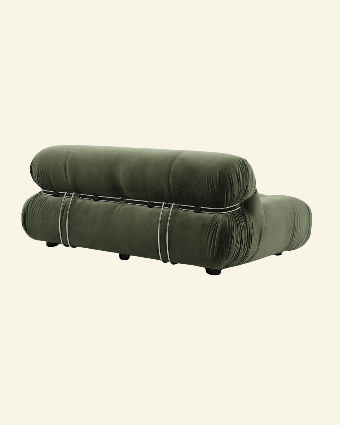 Green Soriana sofa replica 2 -seater with ribbed texture on a white background