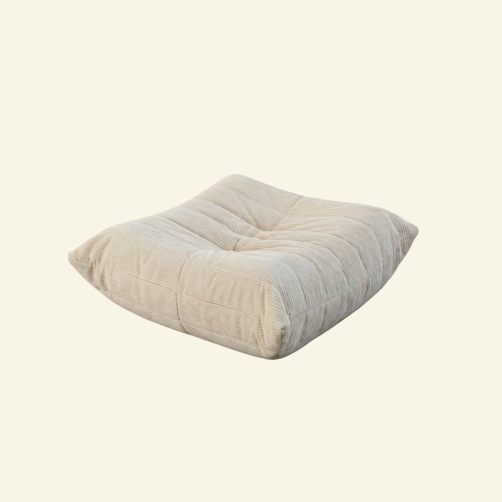 Bruma Ottoman in cream Corduroy on beige background