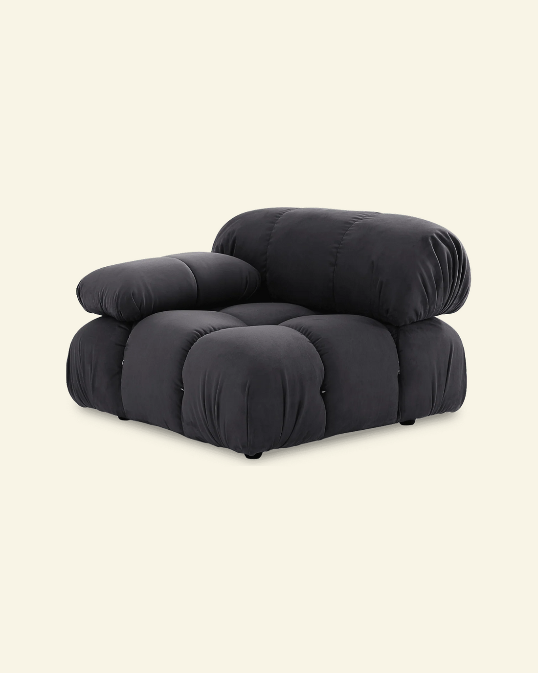 Black modular camaleonda replica dupe chair on a beige background