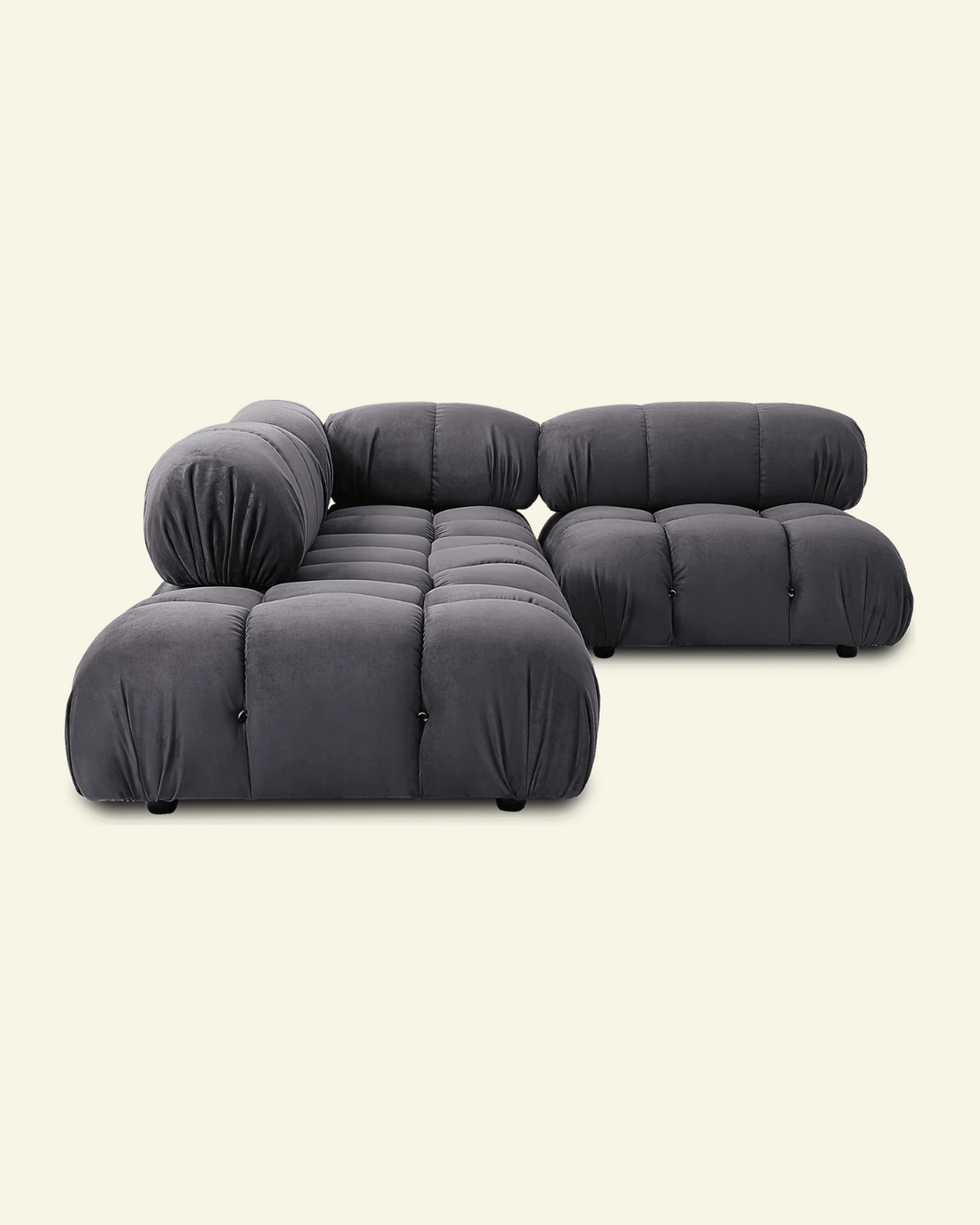 Gray modular mario bellini camaleonda replica sofa set on a beige background