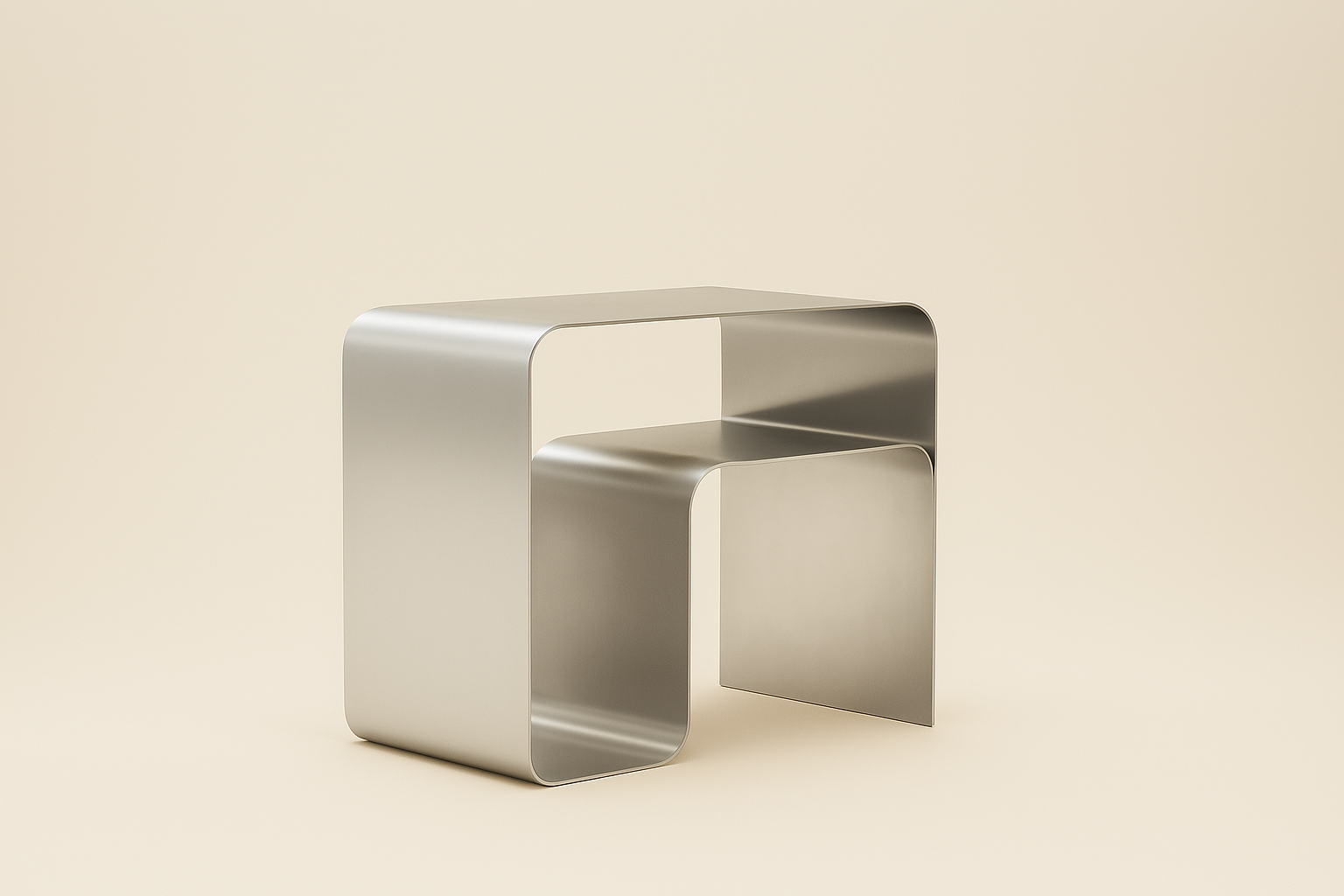 Metal sculptural side table on beige background from vibehaus