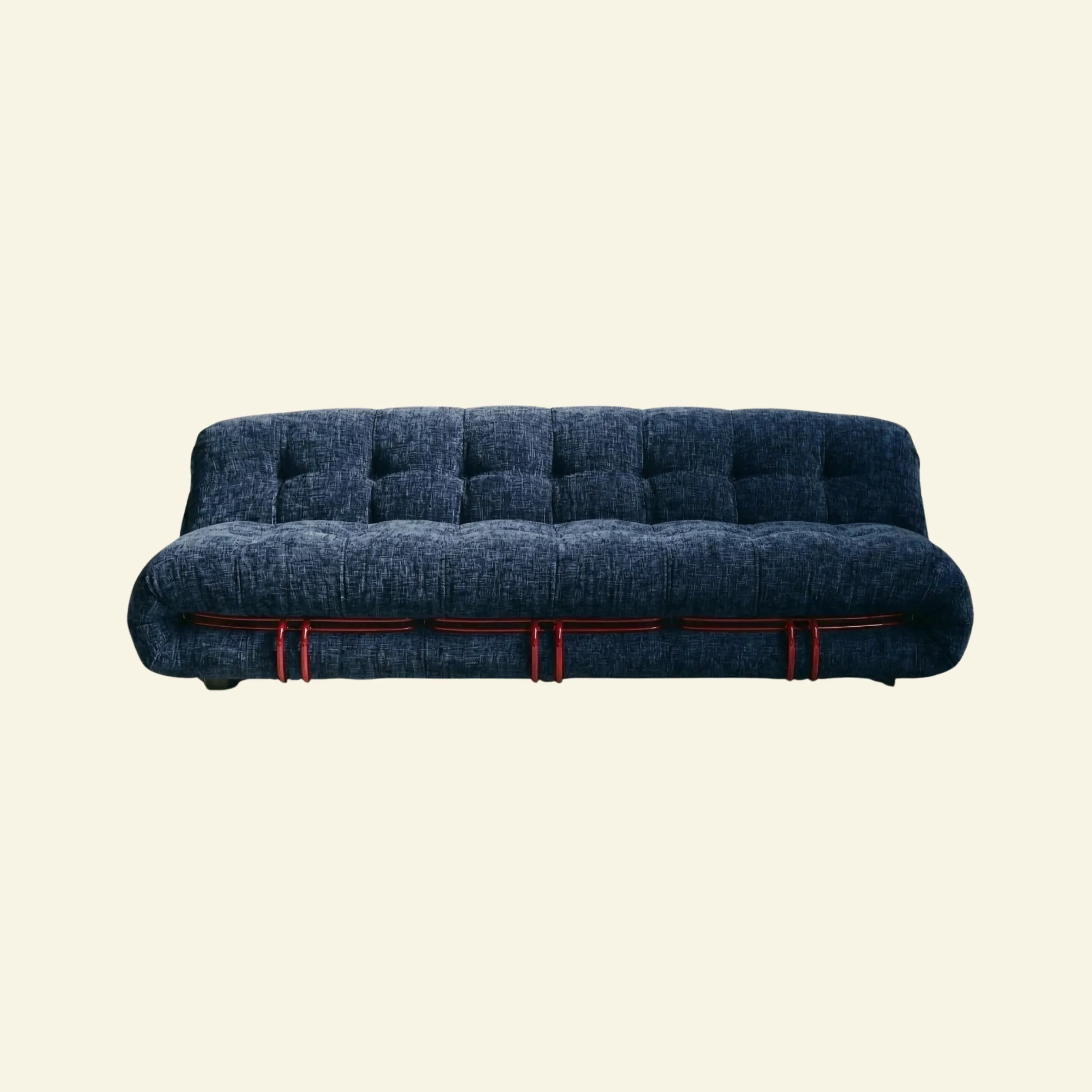 soriana sofa 3-seater dupe in blue chenille on beige studio background