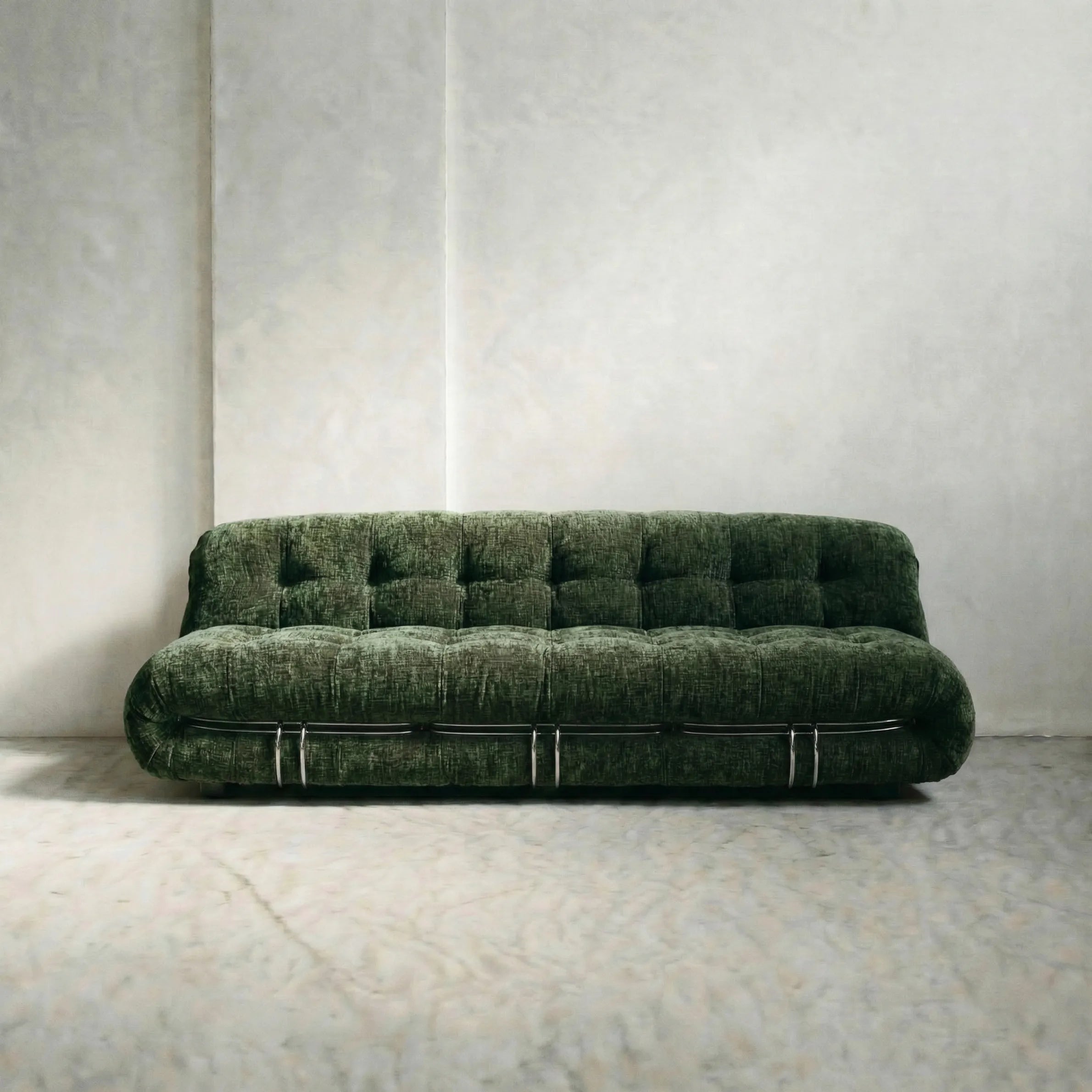 soriana sofa 3-seater dupe in green chenille angled view in studio