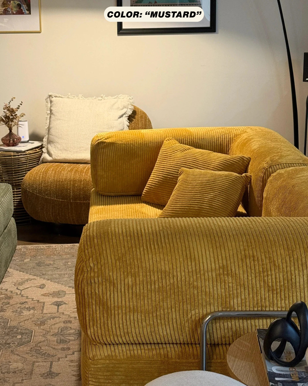 teddy sofa alternative in mustard yellow