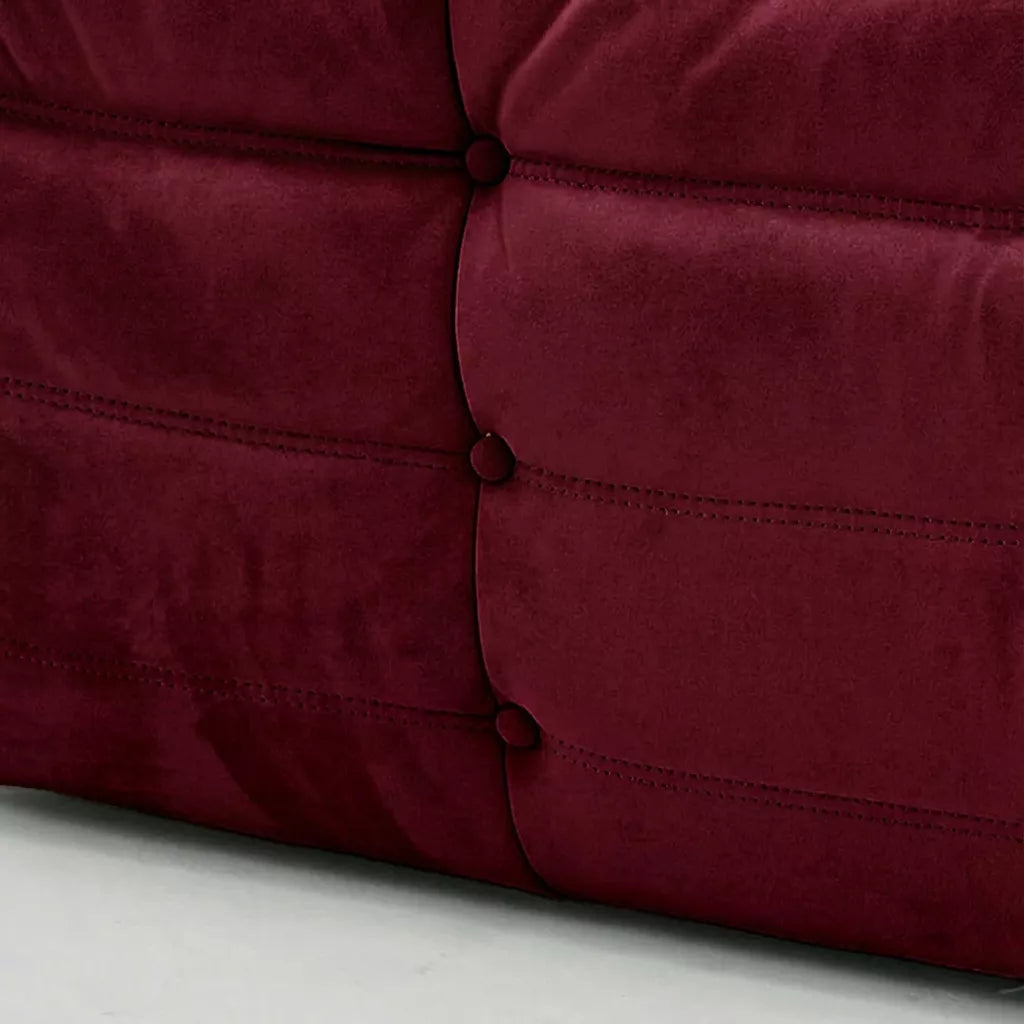 Handmade caterpillar sofa chair as dupe in Velvet burgundy – plush high-density sponge filling for ergonomic comfort