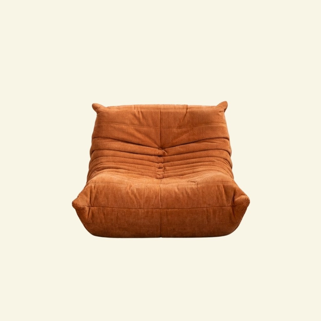 Togo chair dupe orange corduroy