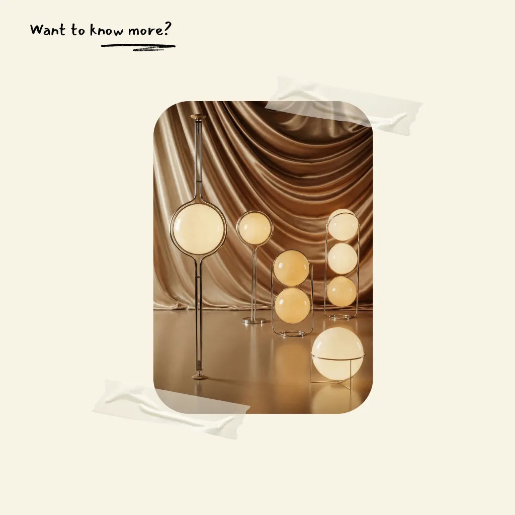 Zuru Floor Lamp Collection including the Zuru Floor to Ceiling Lamp on beige Background