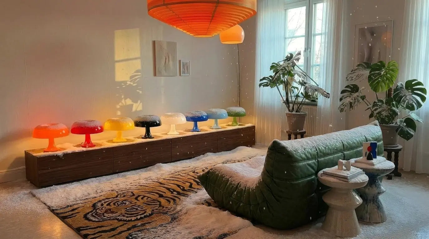 Winterse woonkamer met Nessino-lamp