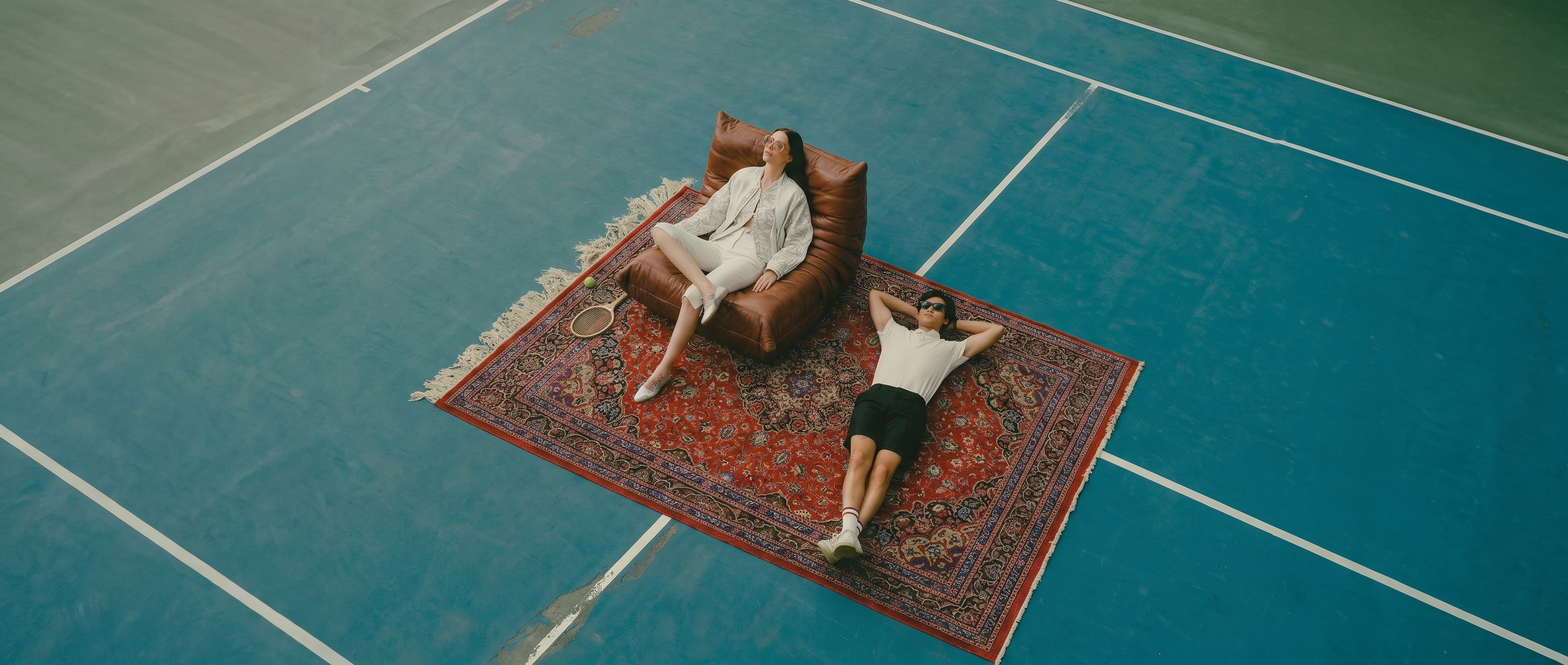 Togo Sofa Dupe on a Tennis Field - VibeHaus