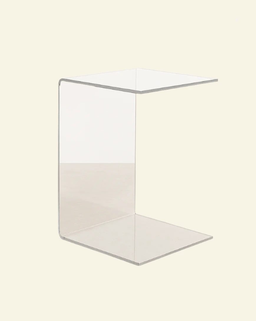 C-shaped transparent end table for living room