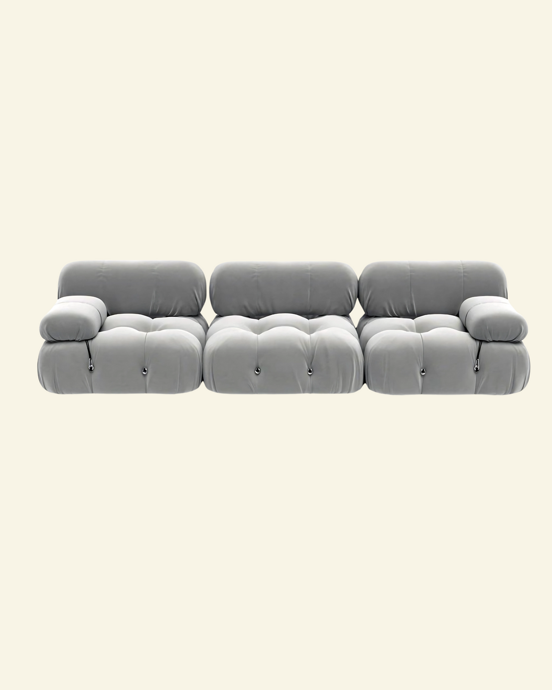 Bellini Camaleonda inspired modular sofa replica with soft velvet finish in grey