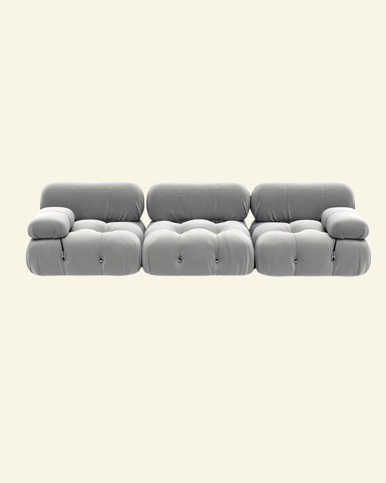 Bellini Camaleonda inspired modular sofa replica with soft velvet finish in grey