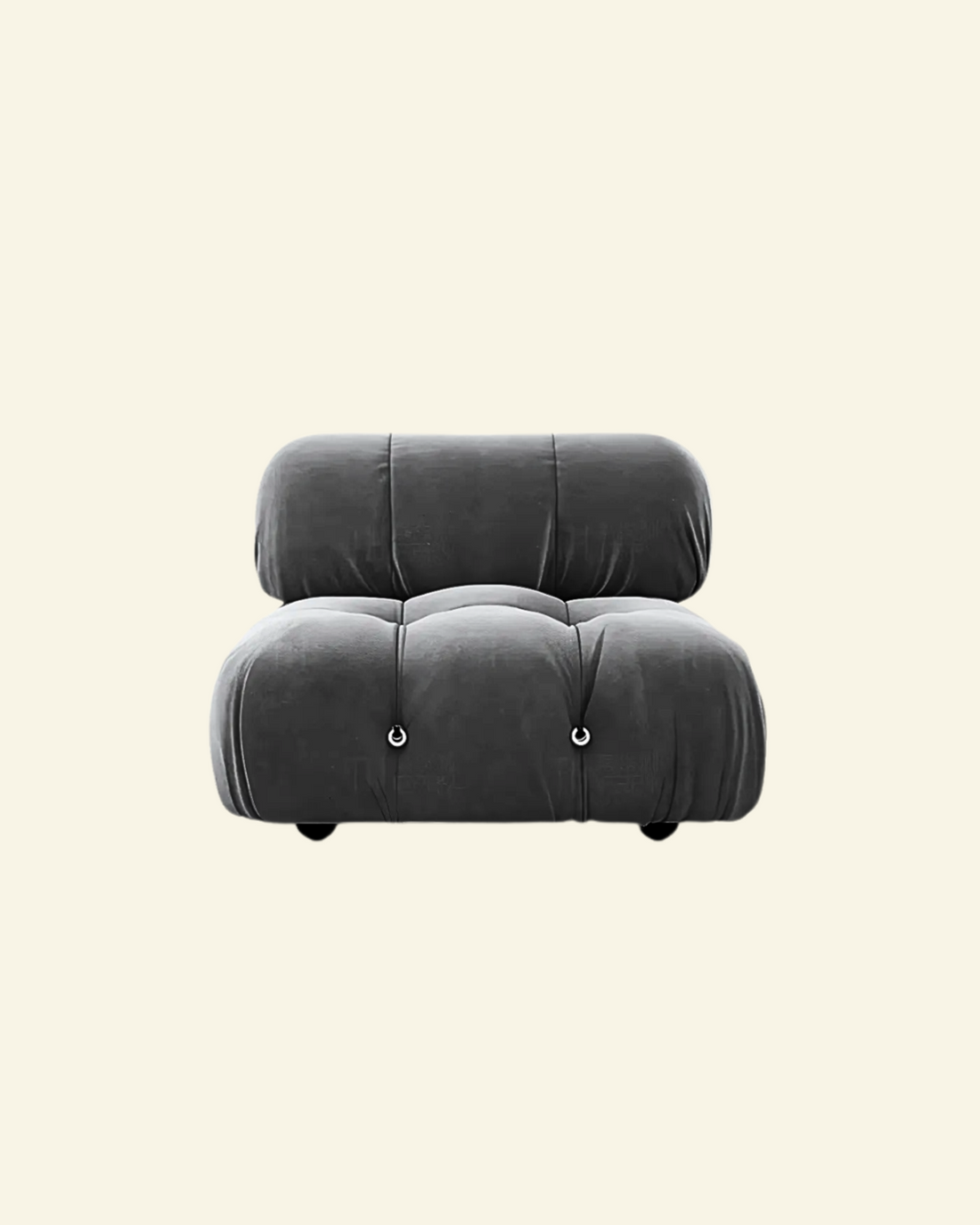 Camaleonda armless sofa module replica with plush cushions and 70s modular design, inspired by Mario Bellini’s iconic sectional couch.