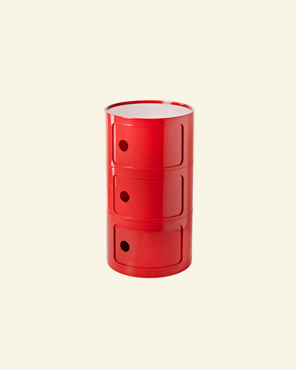 Componibili Storage Unit (Replica) in red with three tiers on a beige background