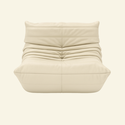 Cream beige togo leather chair on a white background