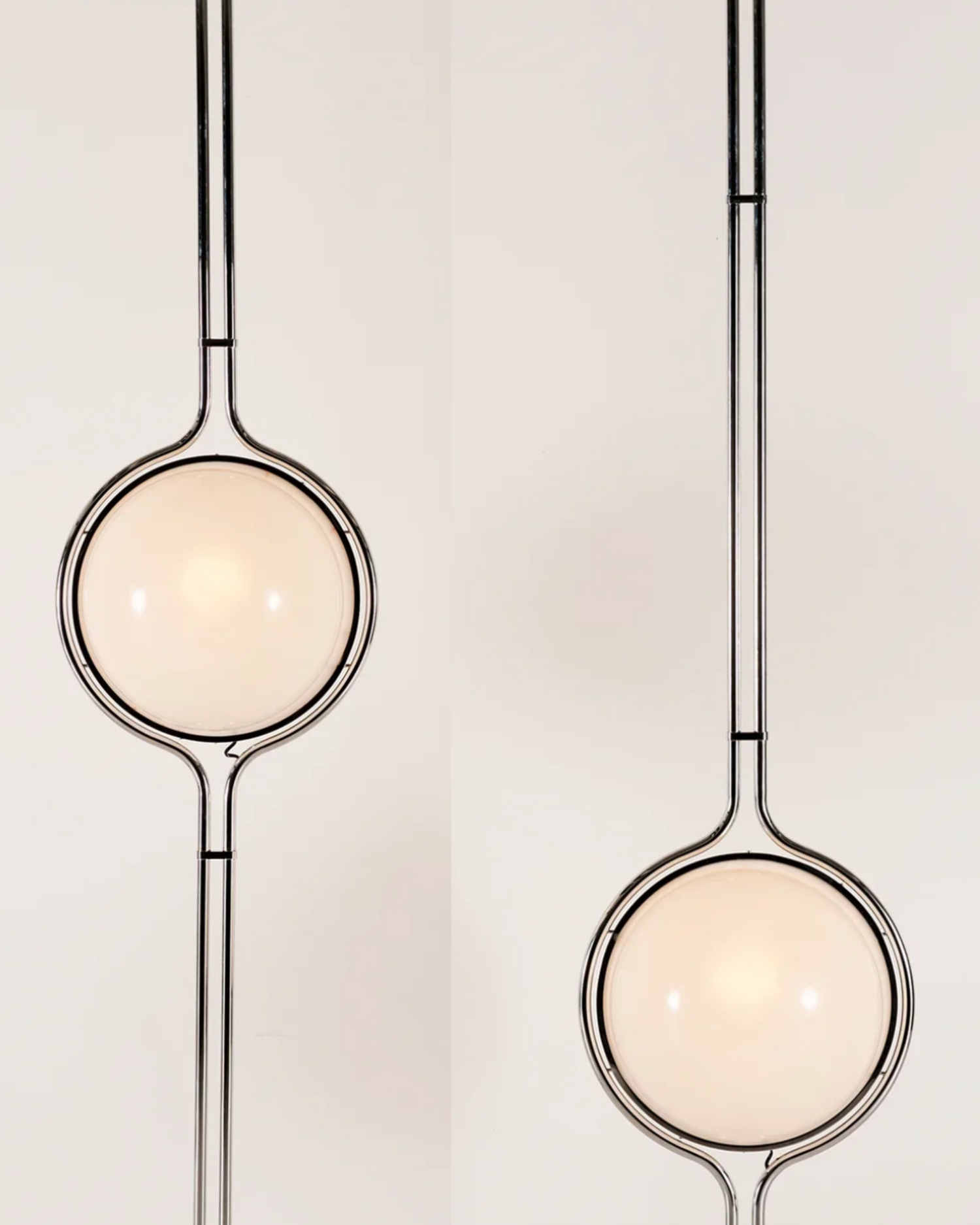 Floor to Ceiling Ball Globe Lamp Retro Lamp by vibehaus with two round glass shades on a neutral background