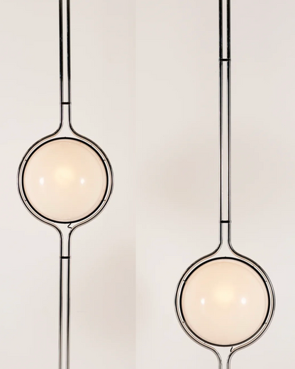 Floor to Ceiling Ball Globe Lamp Retro Lamp by vibehaus with two round glass shades on a neutral background