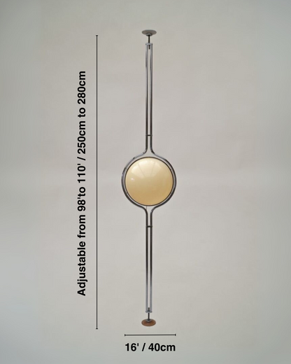 Floor to Ceiling Ball Globe Lamp Retro Lamp by vibehaus with adjustable height measurement on a gray background
