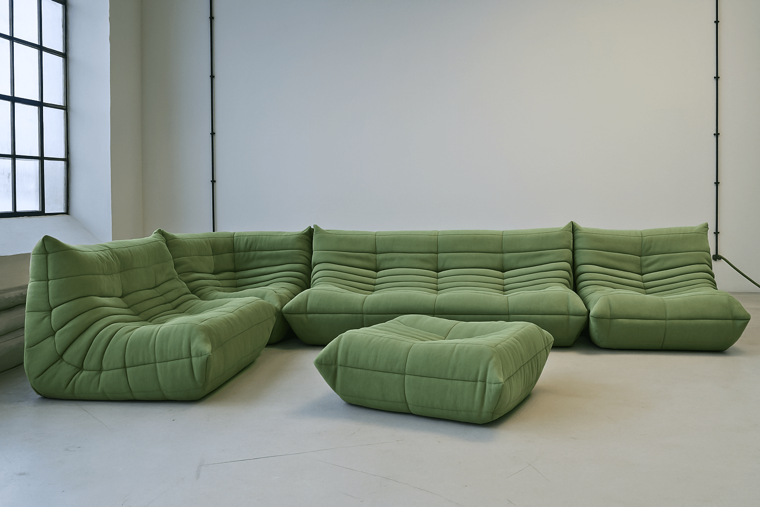 Green Togo fireside Sofa Set from Vibehaus, inspired by Ligne roset in Velvet.