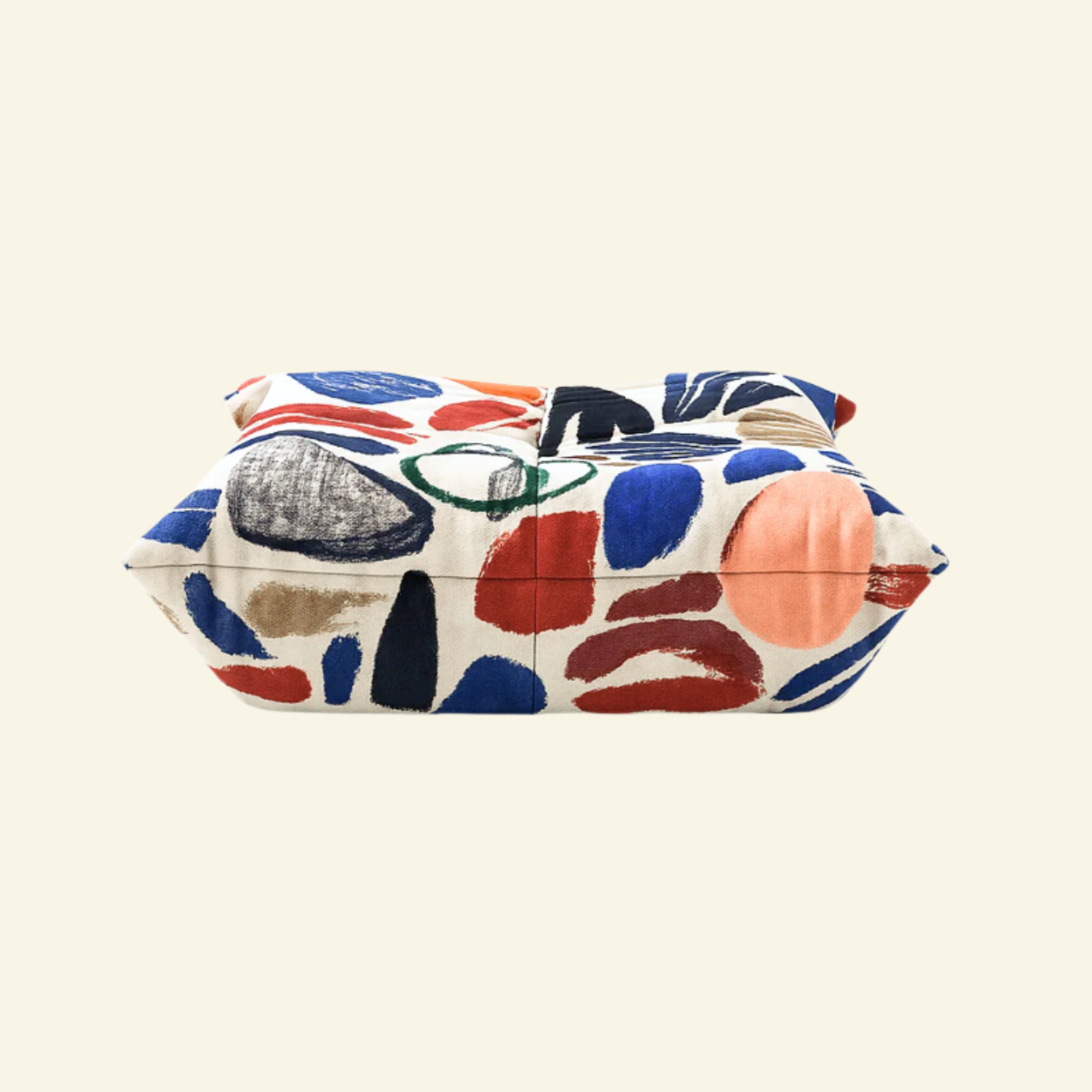 Handmade Togo-Style Velvet Ottoman in Graffiti – Modern Footstool Design