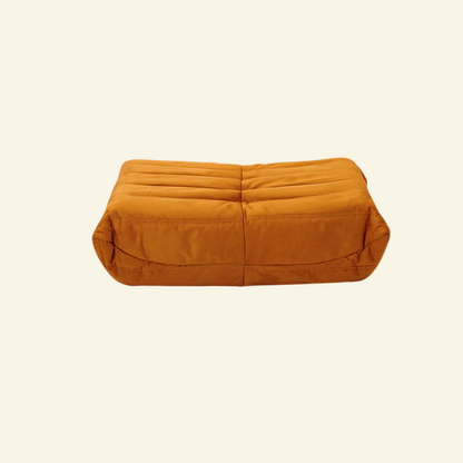 Handmade Togo-Style Velvet Ottoman in Orange – Modern Footstool Design