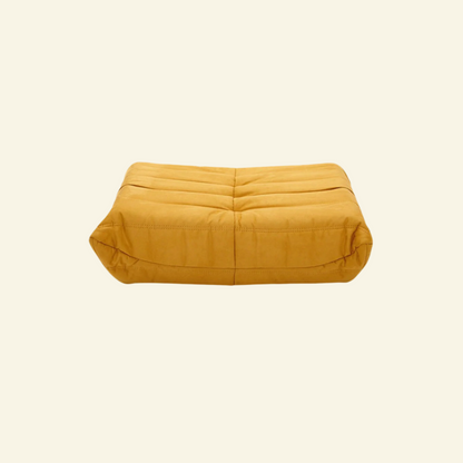 Handmade Togo-Style Velvet Ottoman in Yellow – Modern Footstool Design