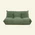 Matcha-green velvet Togo-style 2-seater sofa  – low, frameless design with plush channel tufting