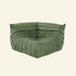 Matcha-green velvet Togo-style corner sofa  – low, frameless design with plush channel tufting